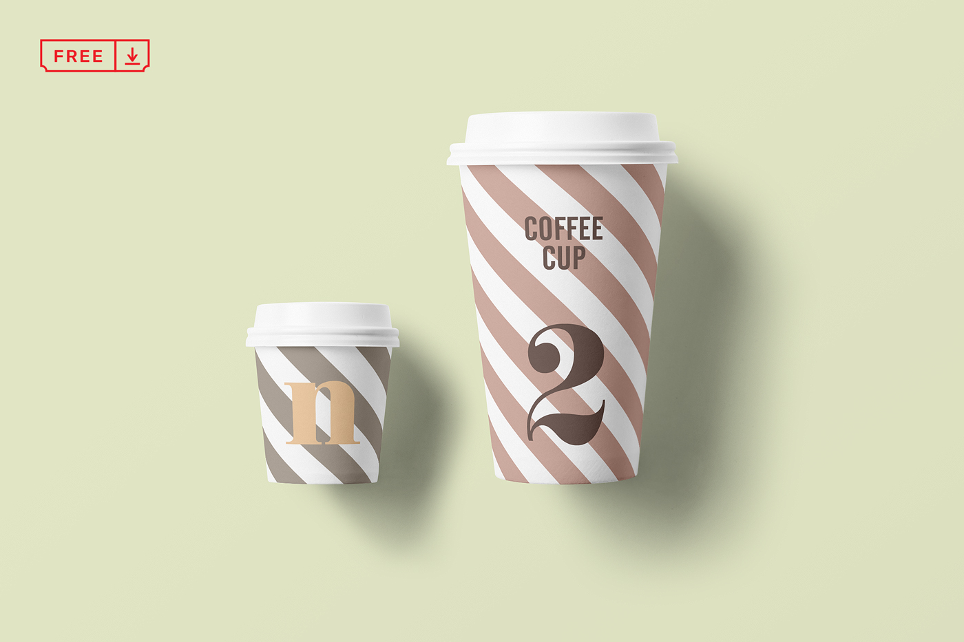 Free small and big coffee cups mockup