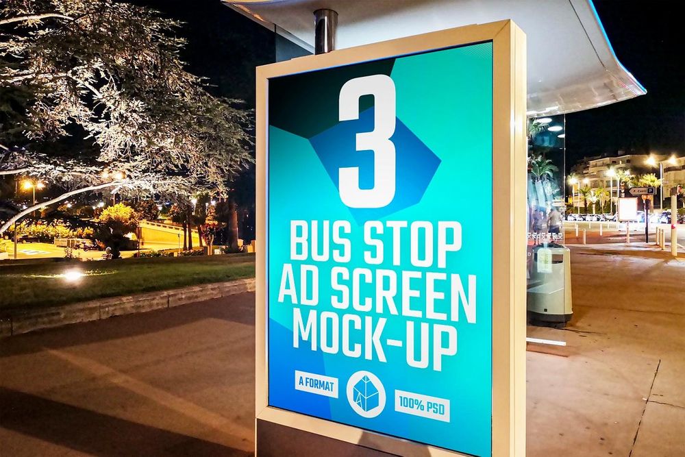 A bus stop ad screen mockup bundle