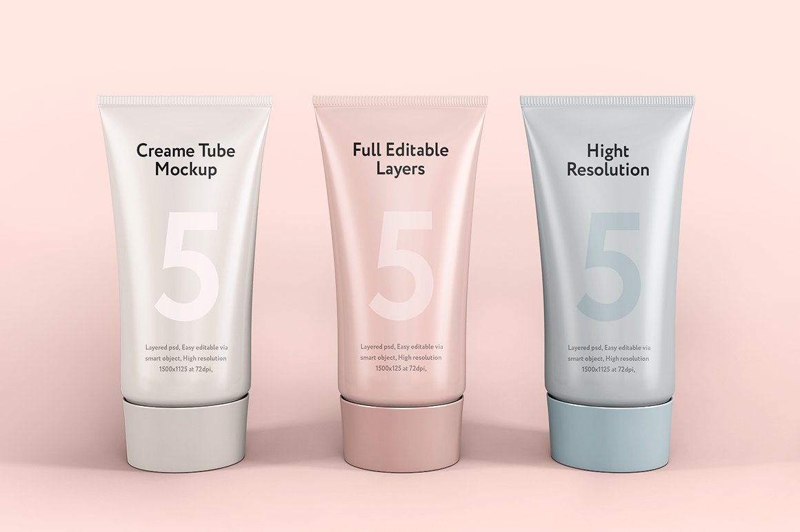 Glossy Cosmetic Tube W Sprayer Mockup Packaging