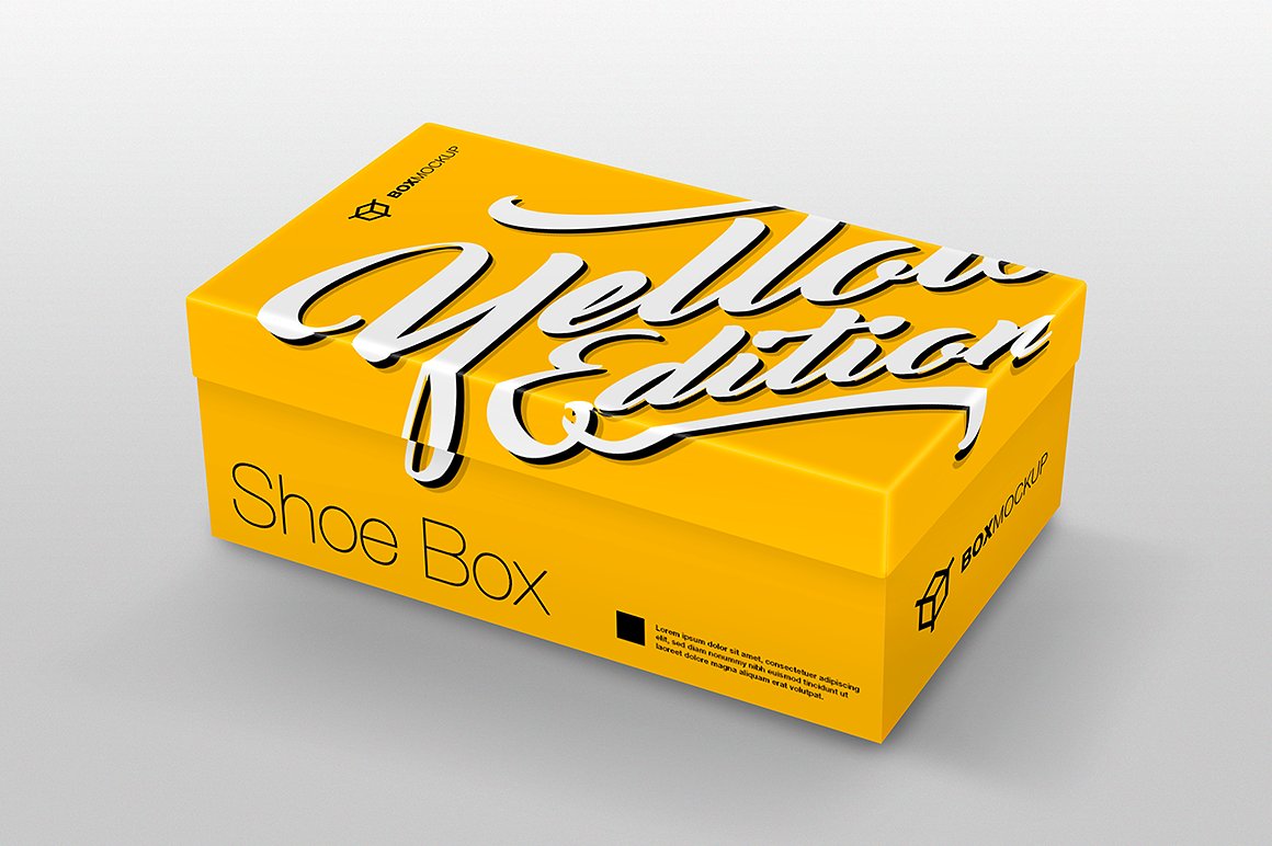 A yellow show box mockup