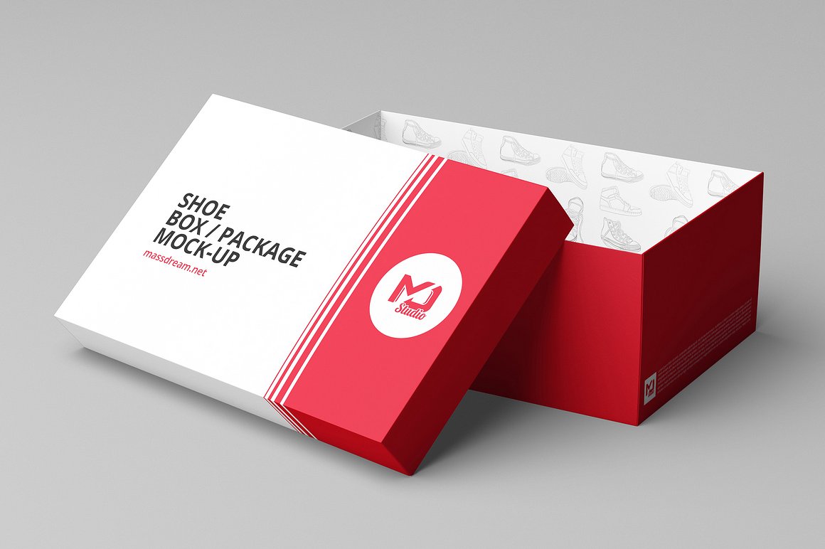 Shoe box package mockup template