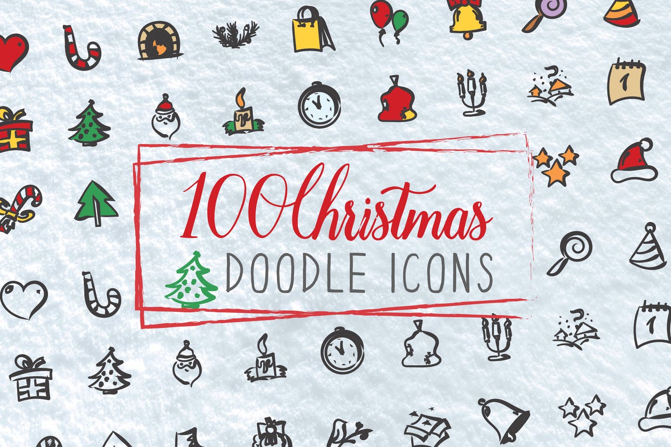 Christmas doodle icon set