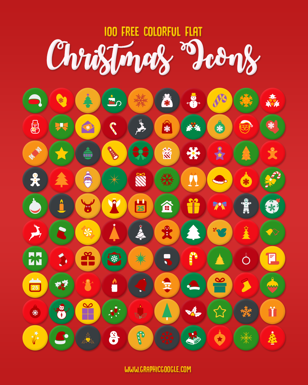 Free flat chirtsmas icon set