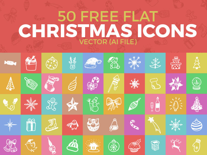 Colorful christmas icon set