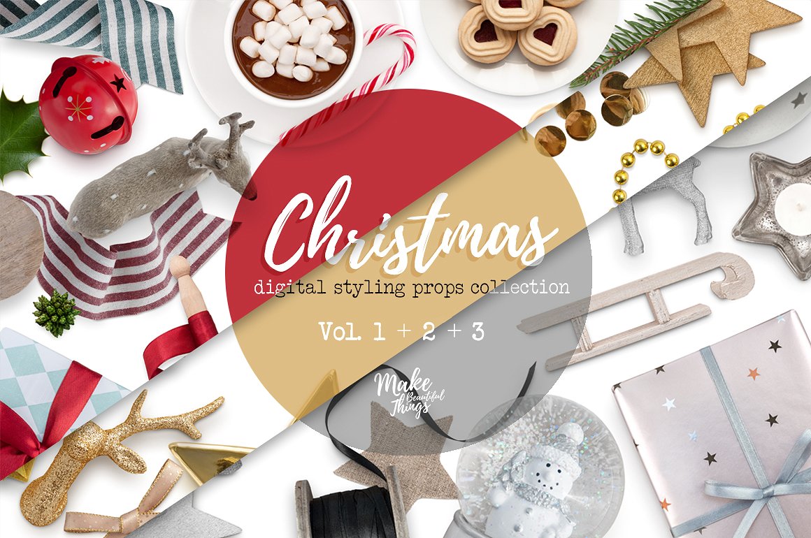 Digital christmas styling props collection