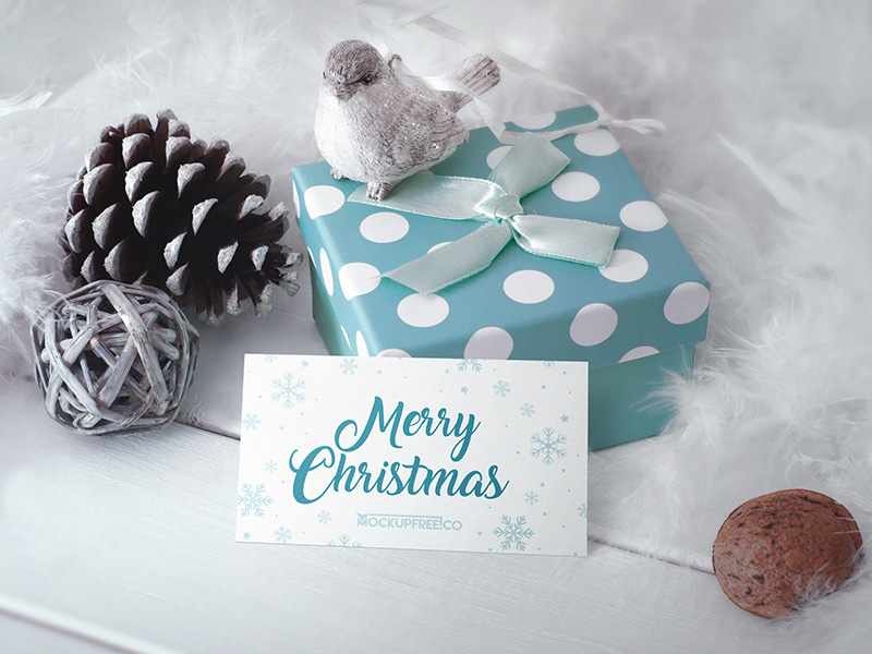 Gift box and card mockup template