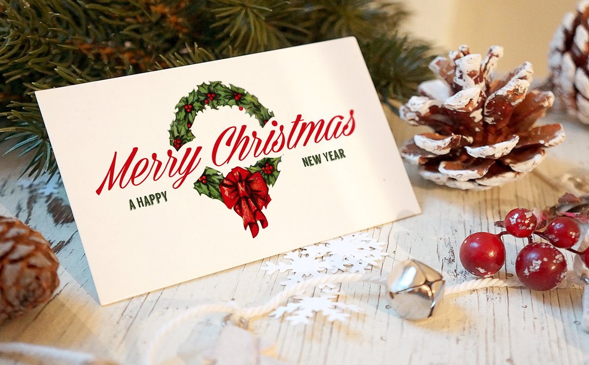 Christmas card mockup template