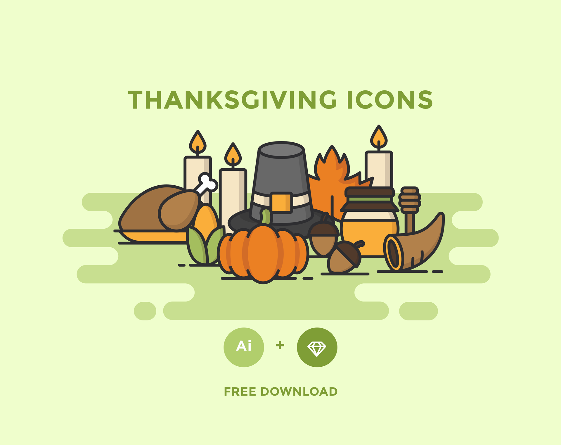 Thanksgiving icons free set