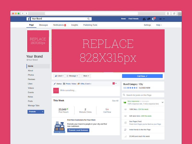 An old style facebook mockup