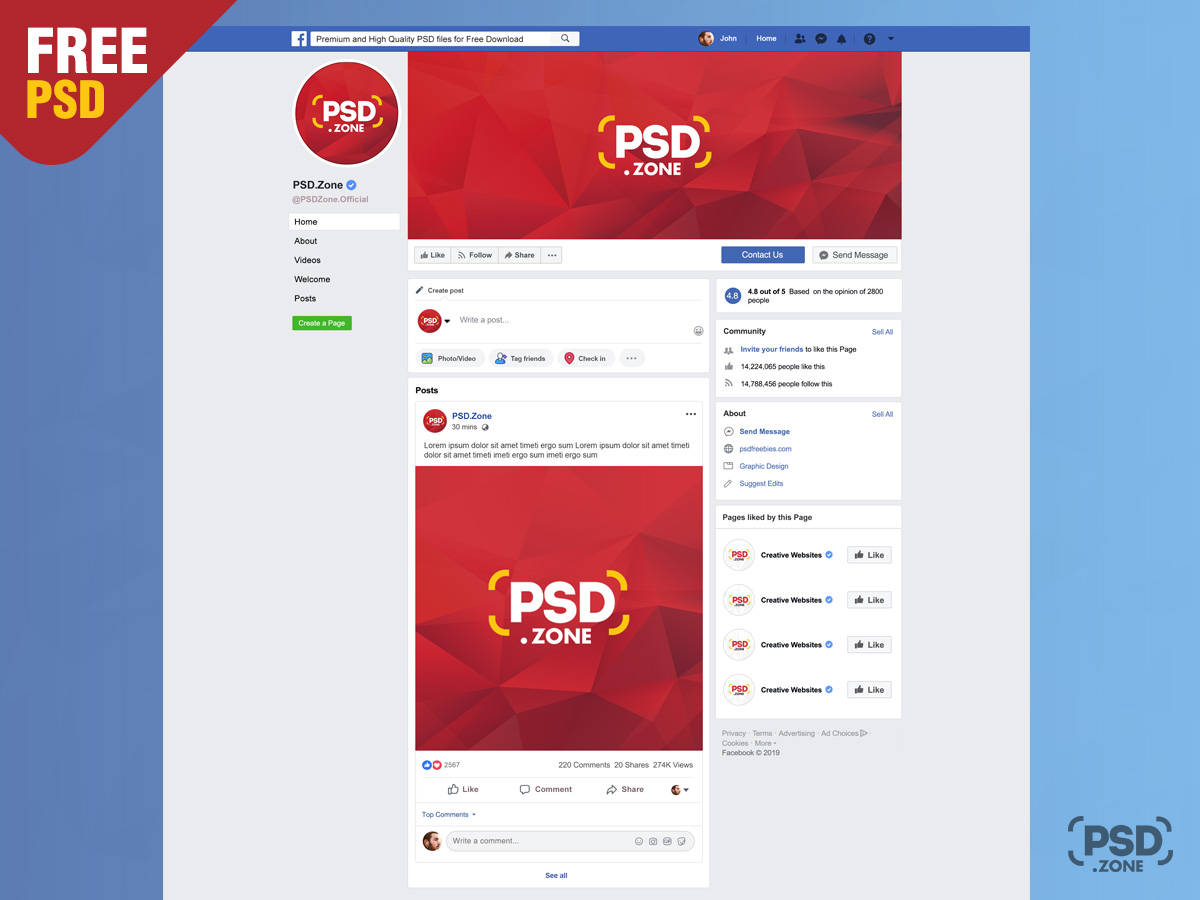 A facebook page mockup