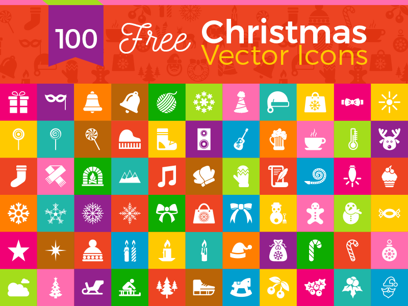 Free beautiful flat christmas icons set