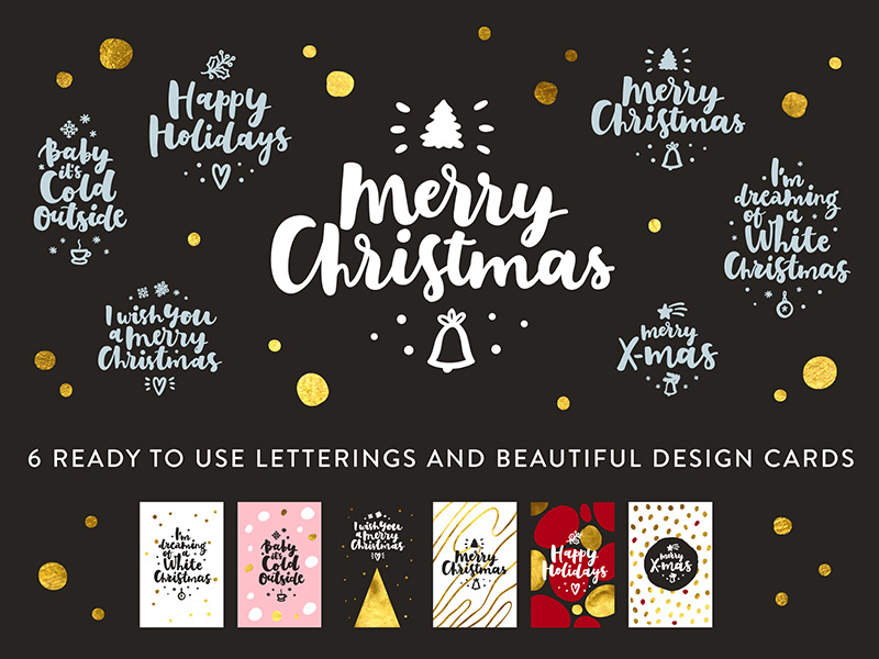 Merry christmas lettering collection