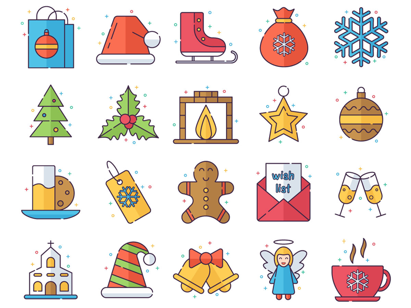 Free merry christmas vector icon set