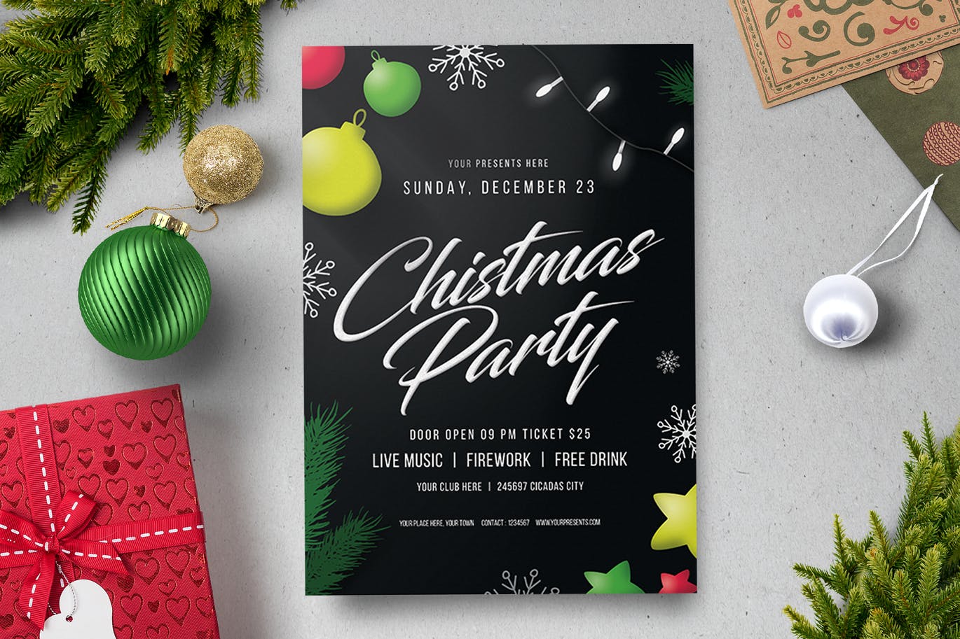 Christmas party flyer template