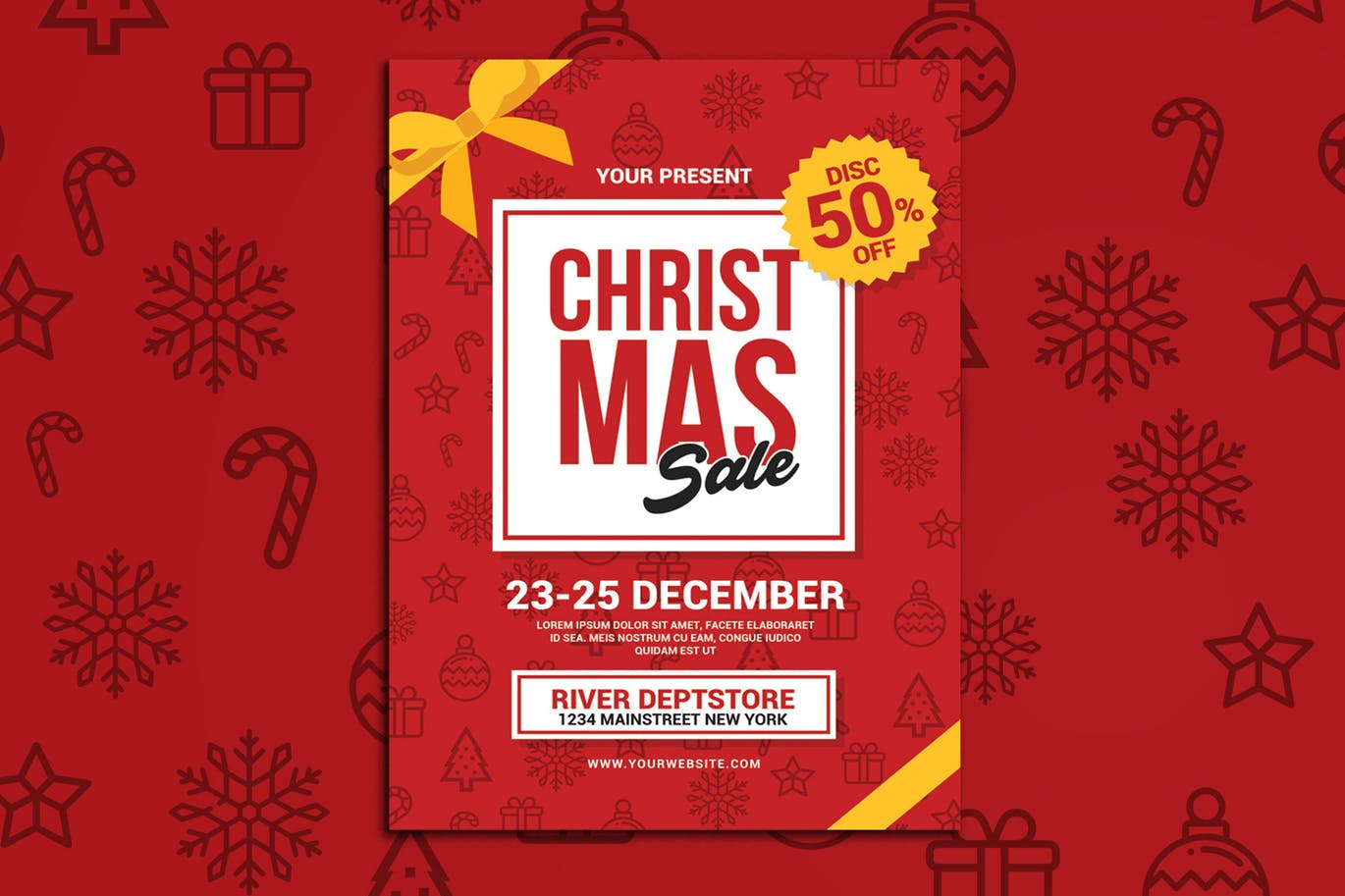 Red christmas sale flyer