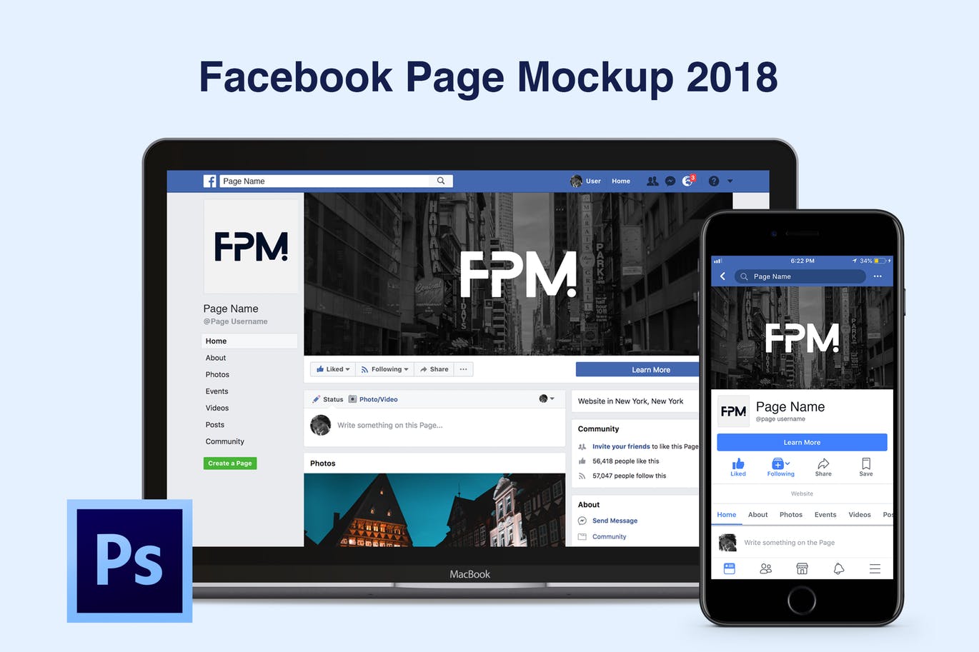 A facebook page mockup template