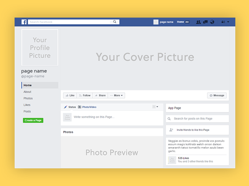 A facebook page free mockup