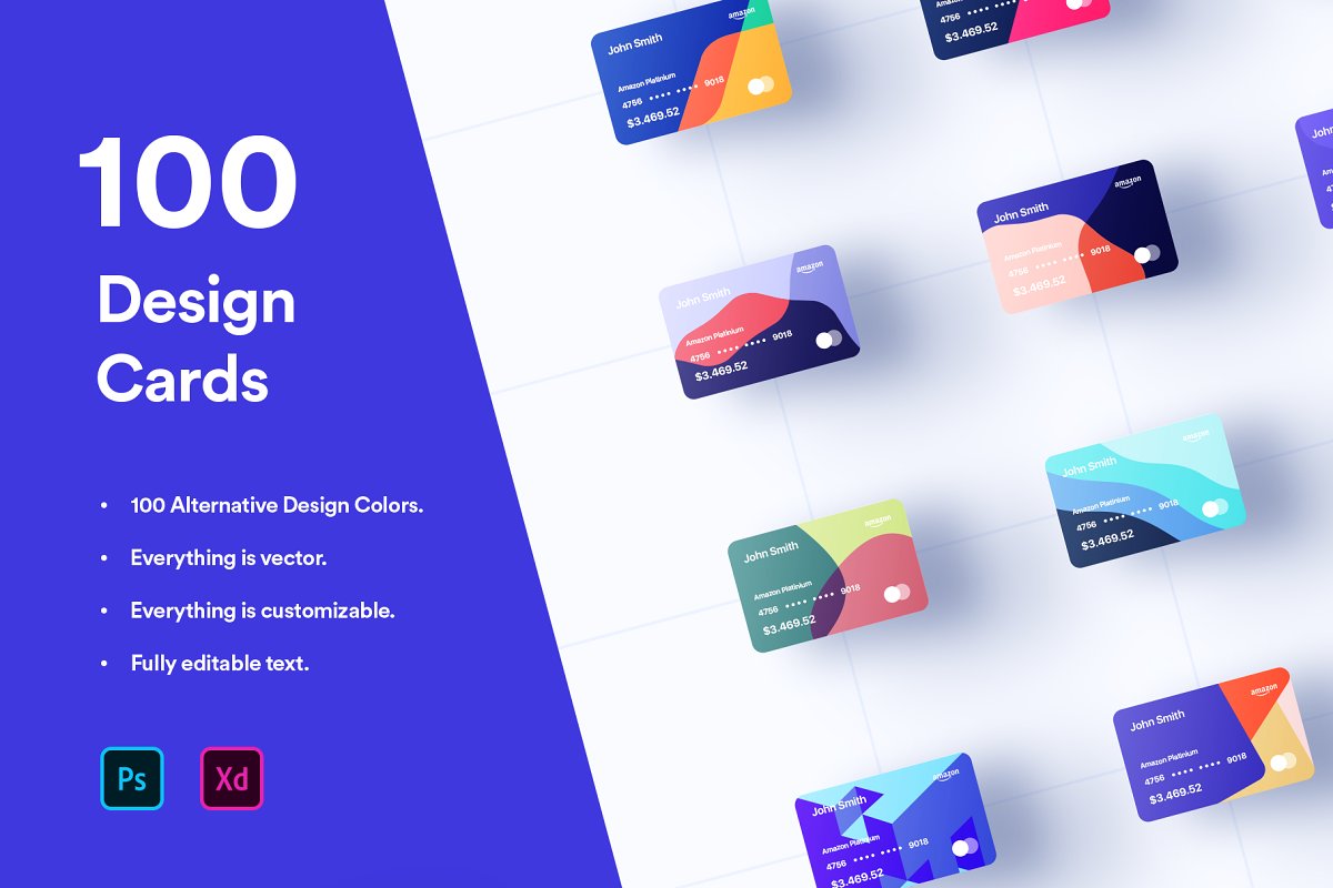 A huge set of financial design card mockups