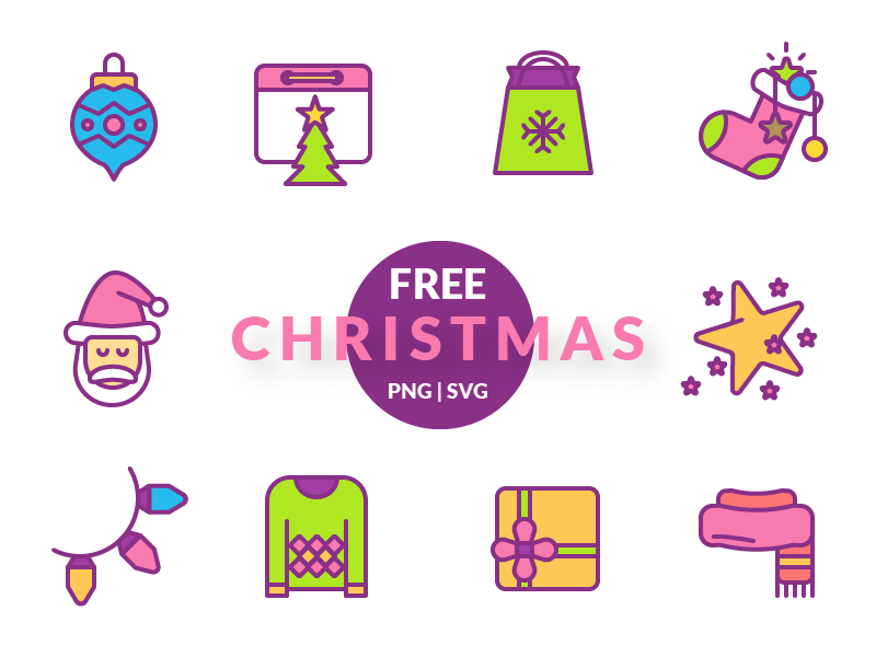 Colorful free christmas icons