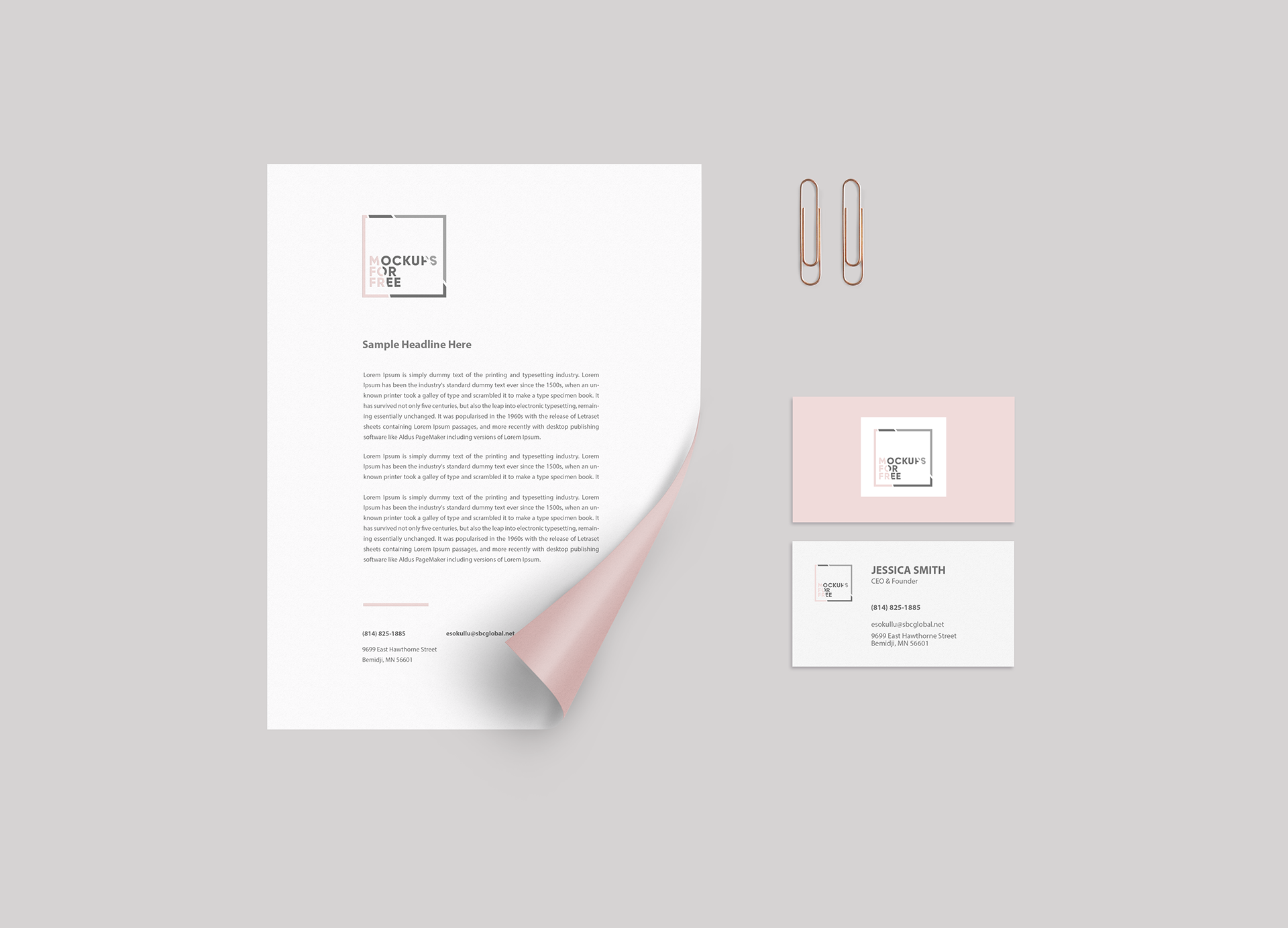 A free corporate identity paper mockup