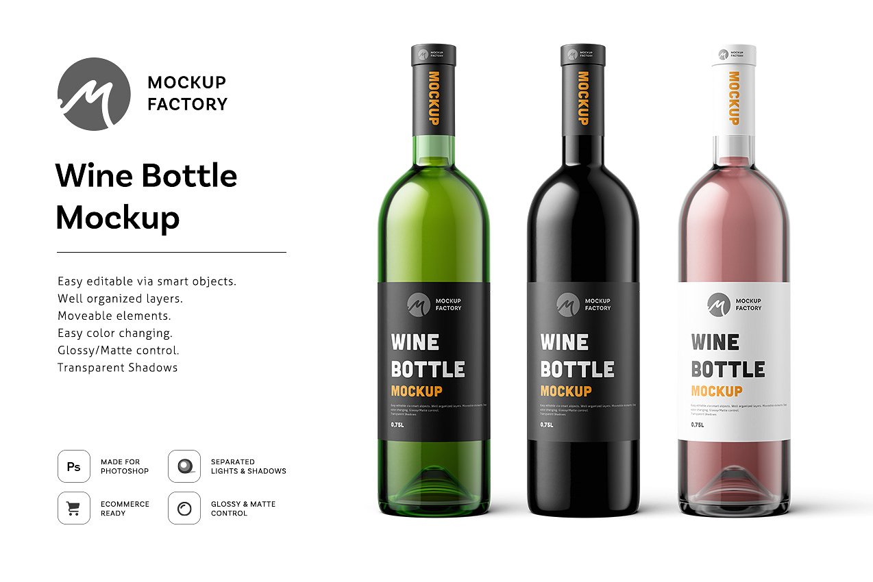 A wine bottle mockups