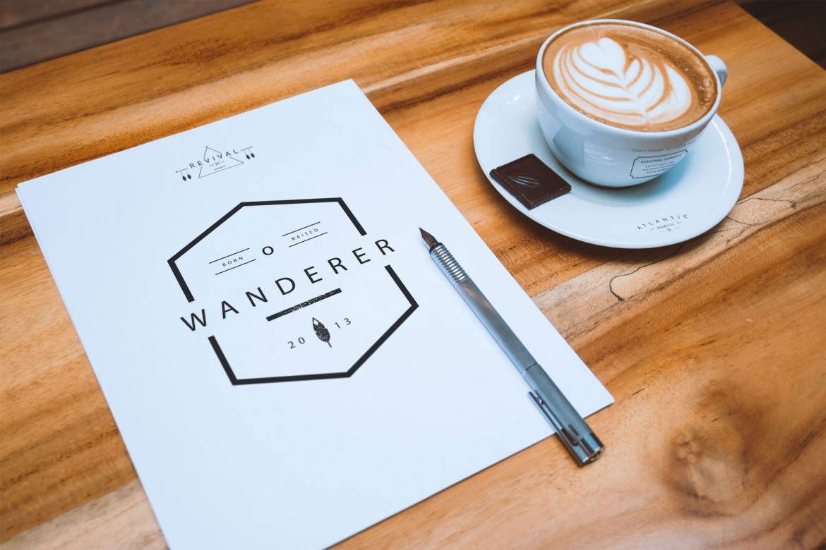 A free a4 letterhead and coffee cup mockup