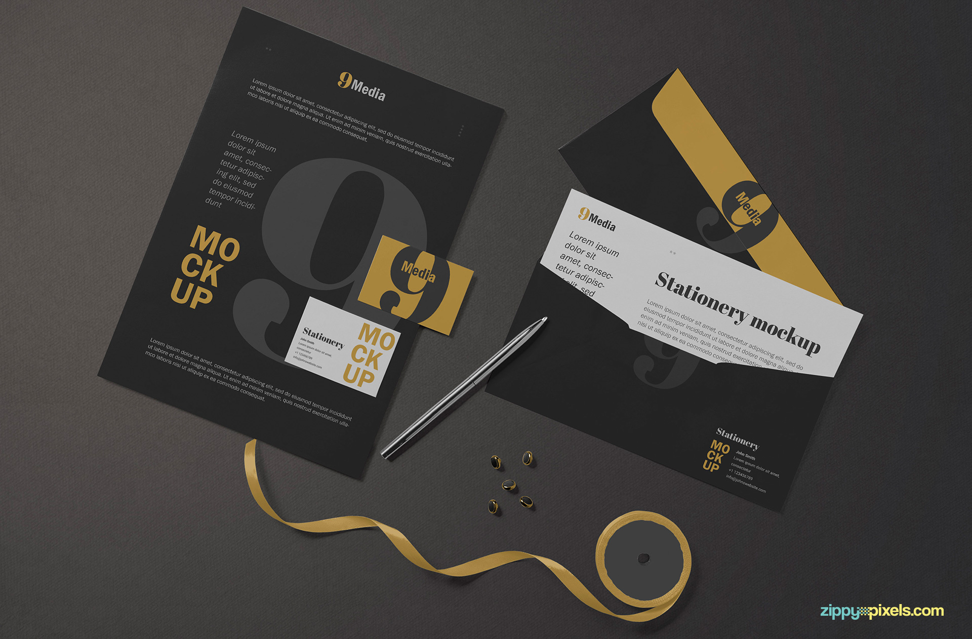 A free letterhead and business card mockup