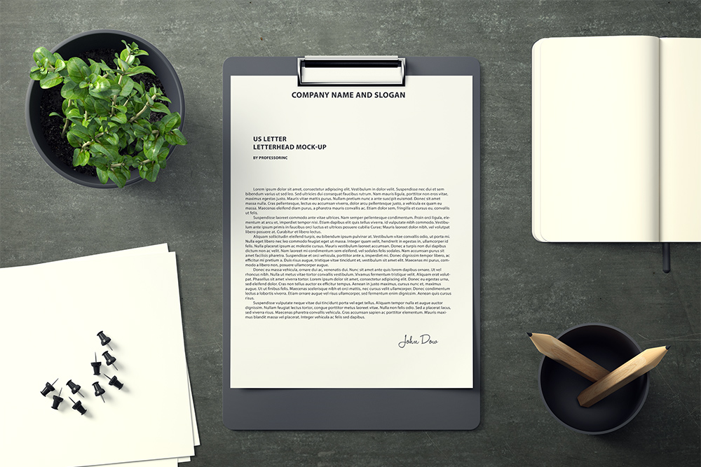 A free letterhead mockup template