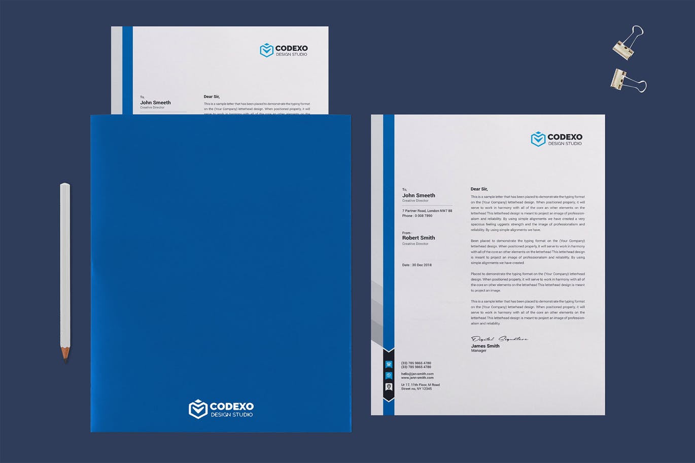 A letterhead and folder mockup