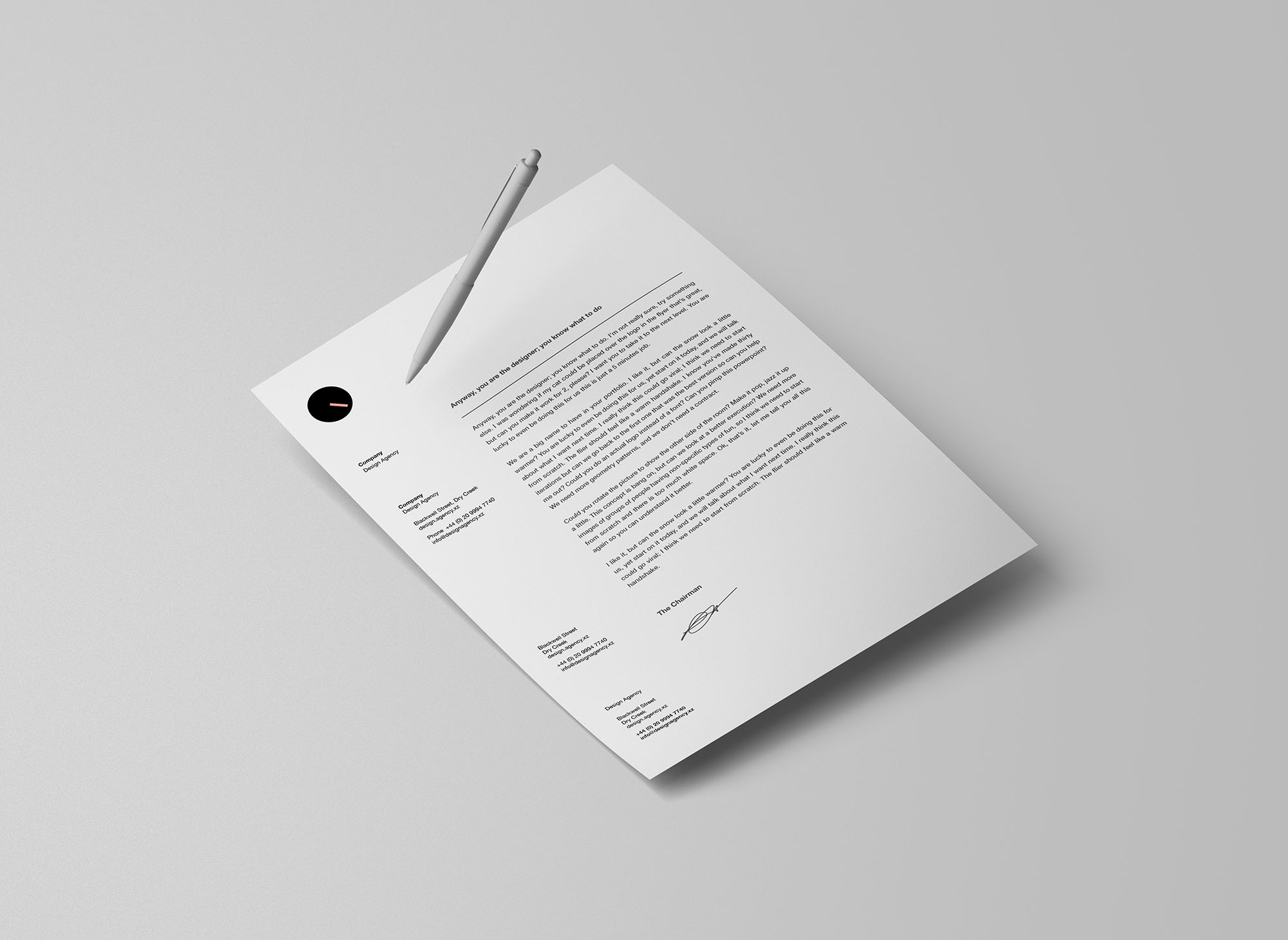 A free letterhead mockup template