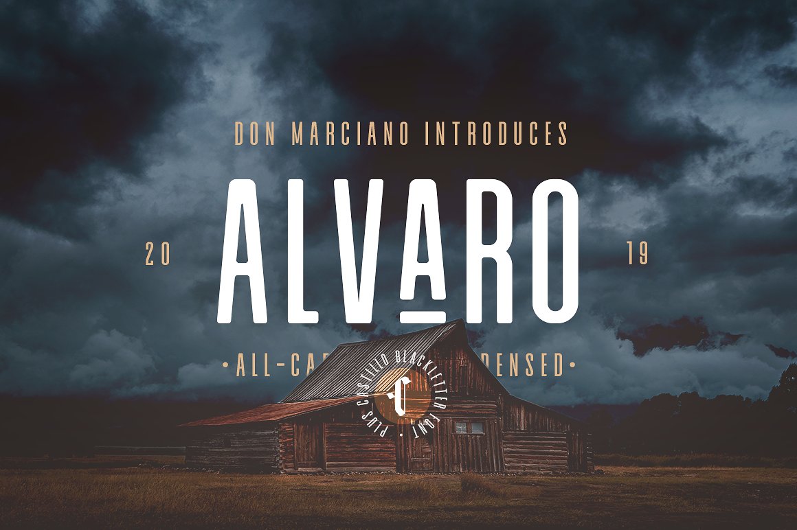 Alvaro all caps condensed logo font