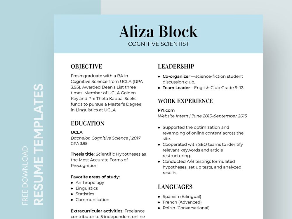 resume template indesign free download