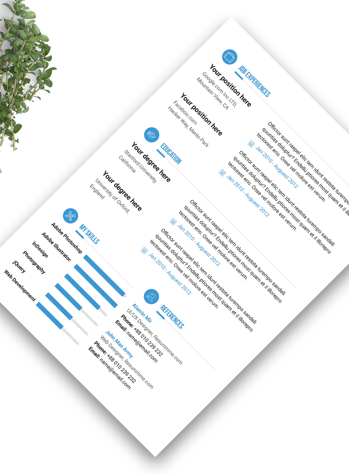 resume template indesign free download