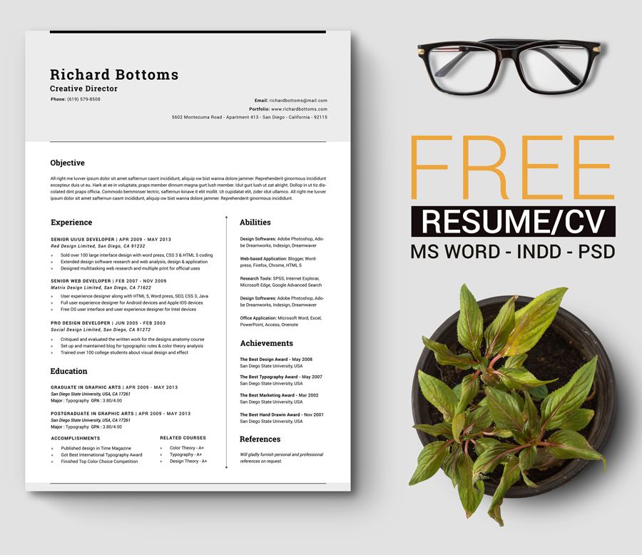 resume template indesign free download