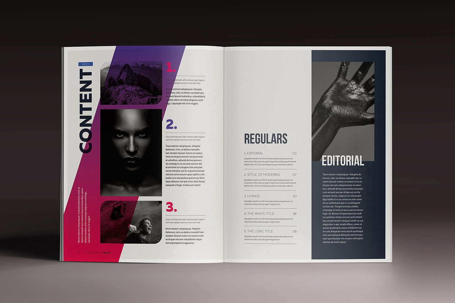 A gradient magazine indesign layout template