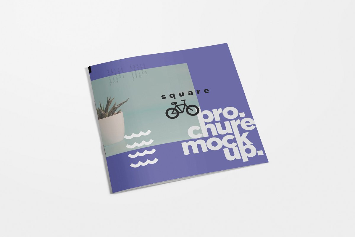 Blue square brochure mockup templates