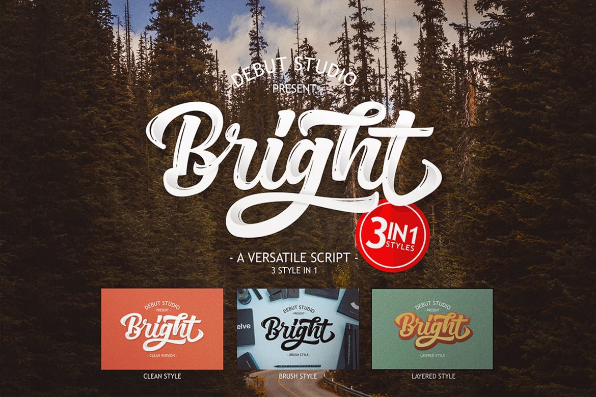 Bright a versatile script in three styles