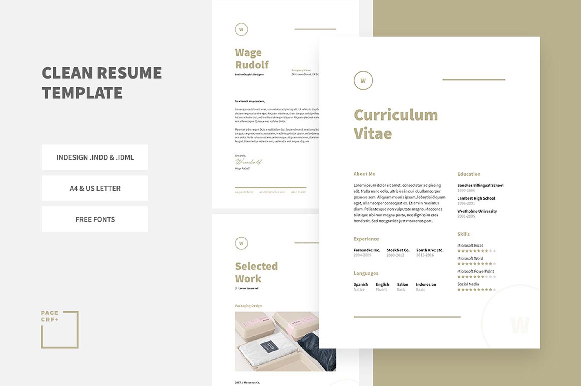 resume template indesign free download