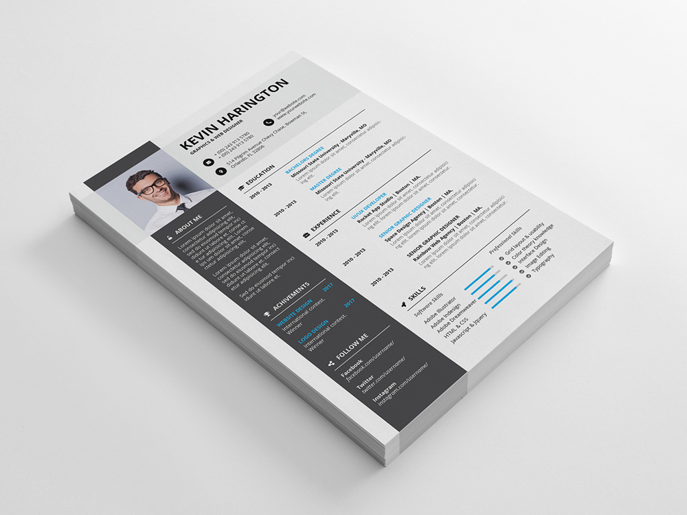 resume template indesign free download