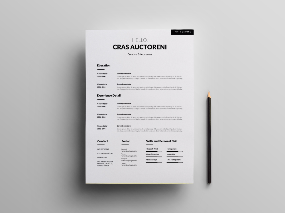 resume template indesign free download