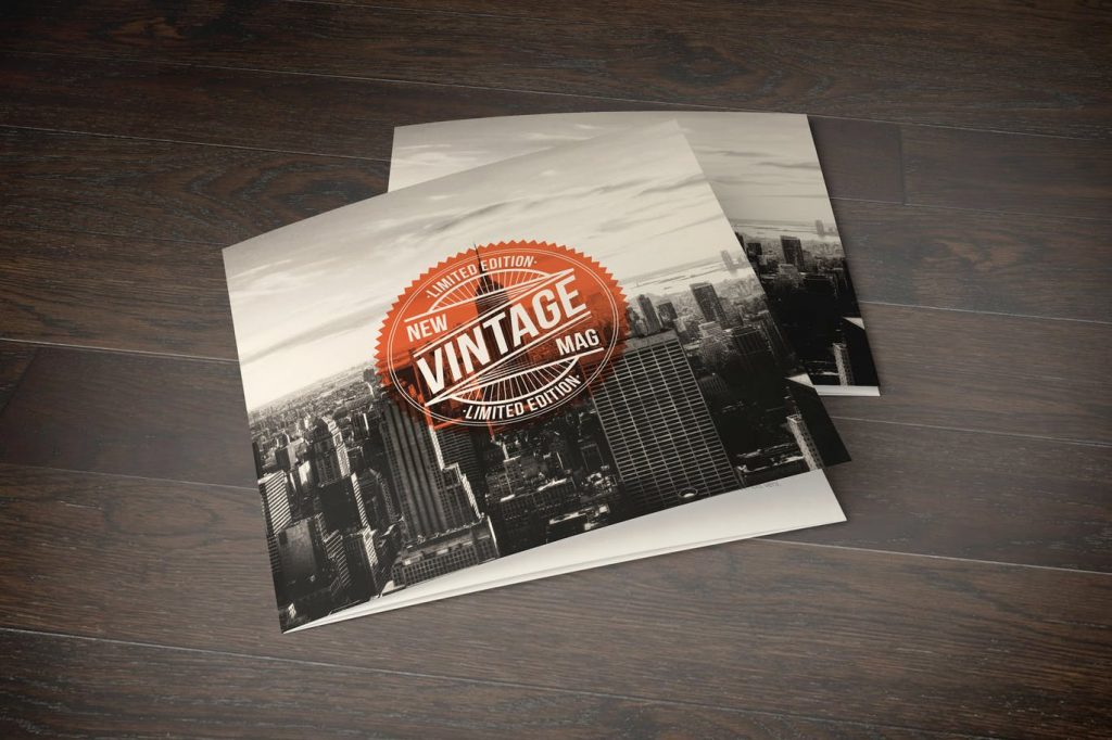 Vintage retro square brochure template