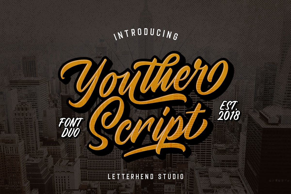 Youther Brush handlettered font for logos