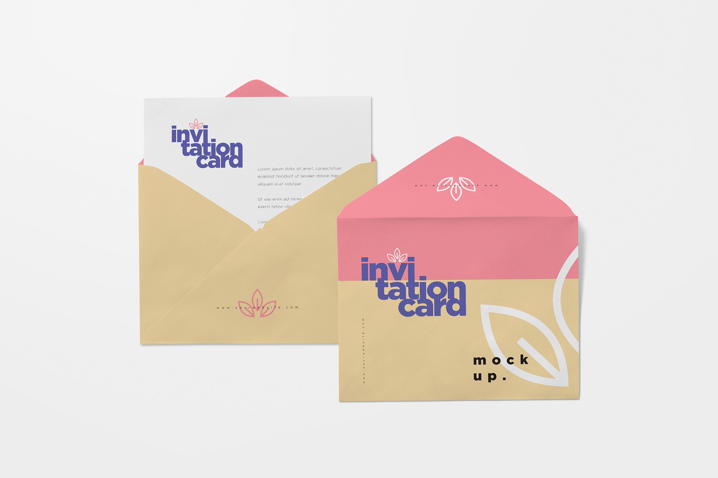 Invitation envelope and card mockups