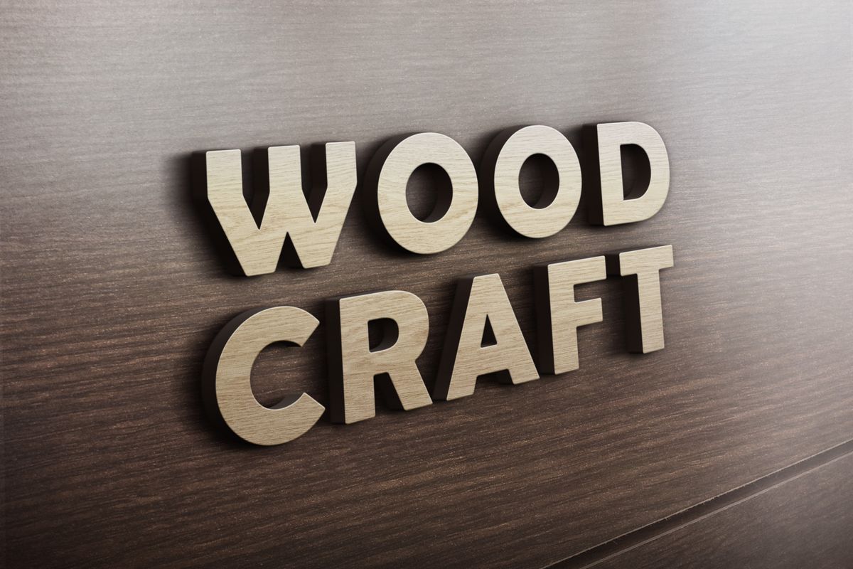 Free wooden wall logo mockup template