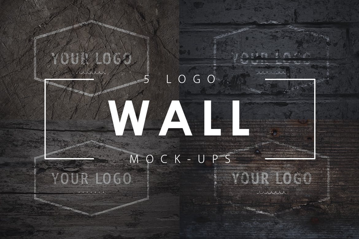 Different wall logo mockups