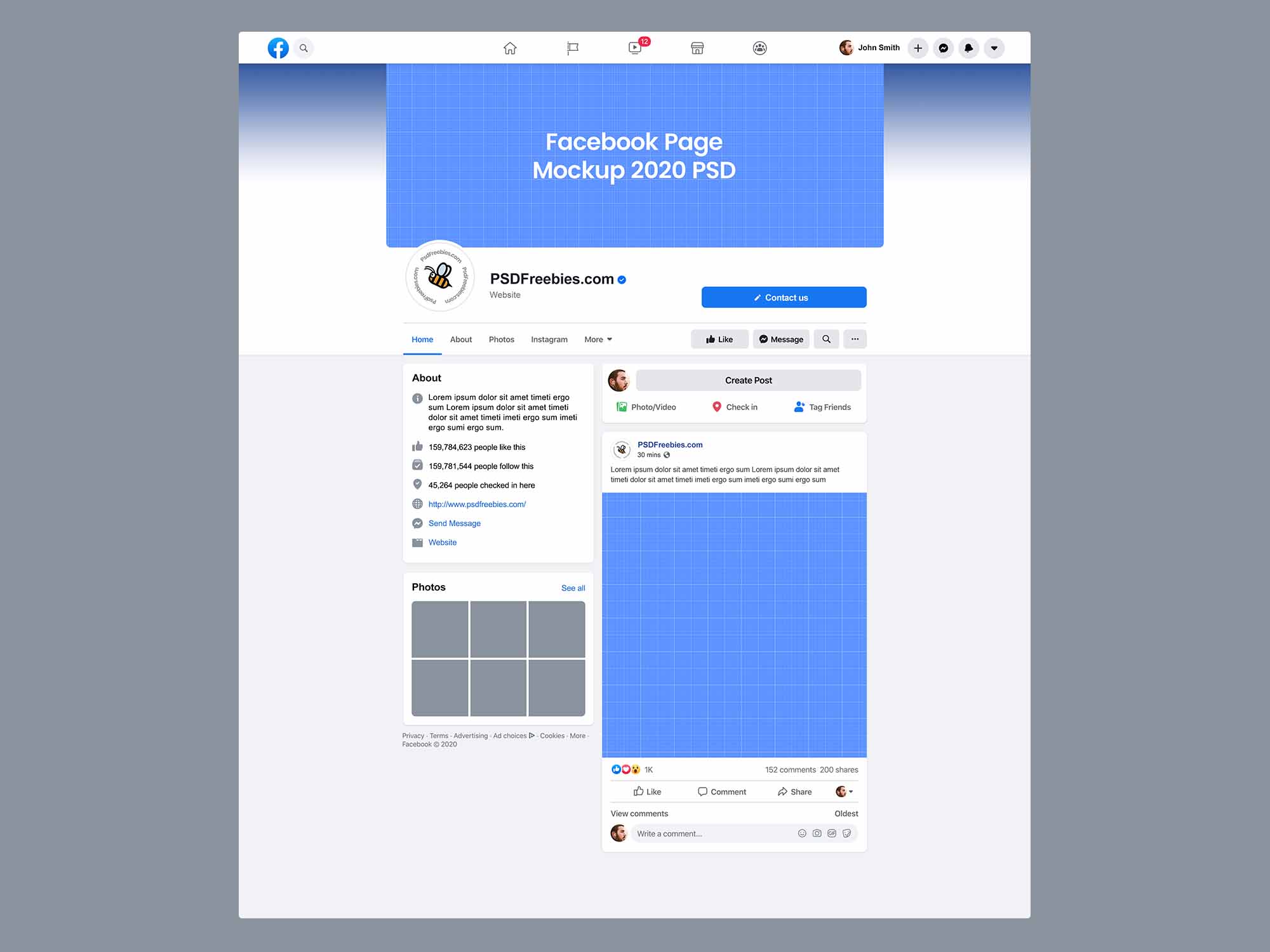 A free facebook page mockup 2020