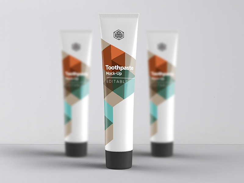 Three toothpaste tube mockup templates