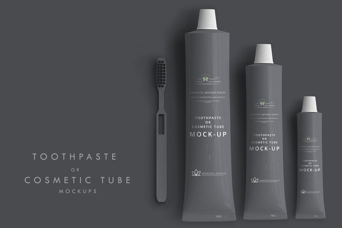 Dark grey tube mockup templates