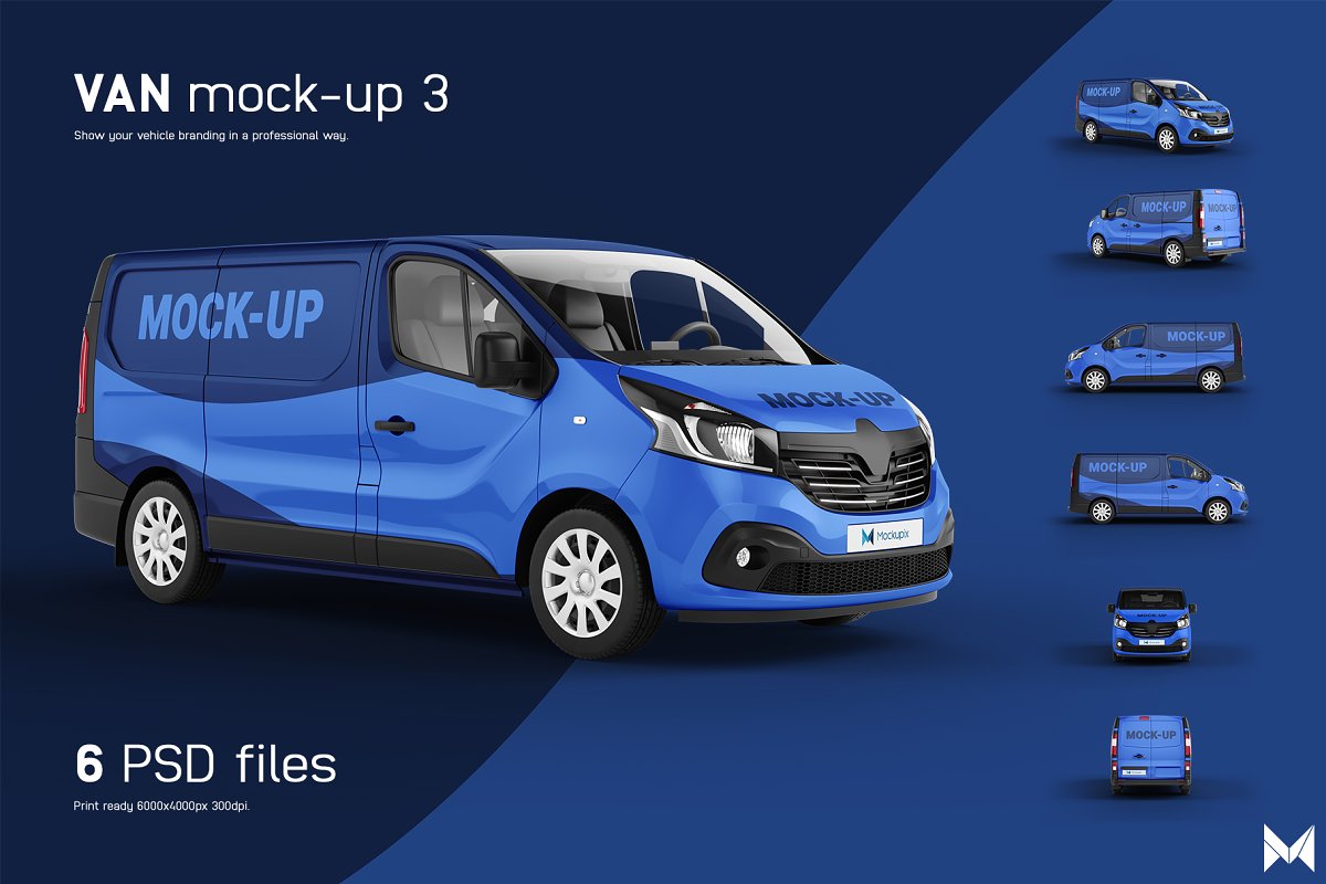 Blue van mockup template