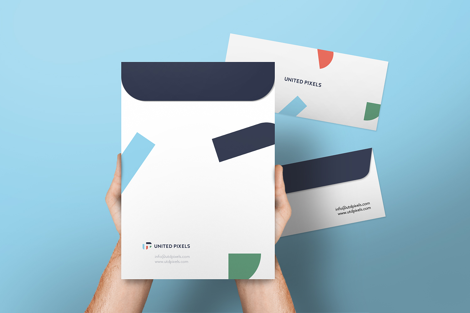 An envelope and a4 folder mockup template